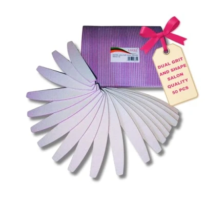 Abbildung von LALILL Nagelfeile 100/180 Grit 50 Stk Nagelfeilen für Gelnägel Nail File Nagelmodellage Hybrid, Acryl und Naturnägel Zebra Feile Maniküre, Buffer, Professionell Haustiere