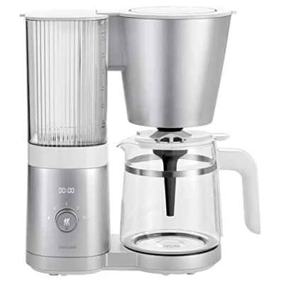 Abbildung von ZWILLING ENFINIGY Filterkaffeemaschine mit 1.5l Glaskanne, Kaffeemaschine Edelstahl Boiler, Blooming &amp; smarter Entkalkerfunktion, Kunststoff, Silber