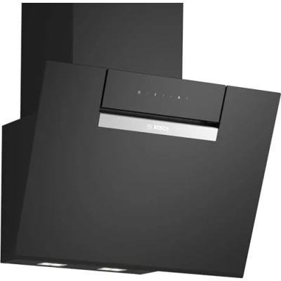Abbildung von Bosch DWK67FN60, Serie 4, Smarte Dunstabzugshaube, 60 cm, Klarglas schwarz bedruckt, Wandesse Made in Germany, Automatische anpassung an Kochfeld, Steuerung über Einstellbare Farbtemperatur