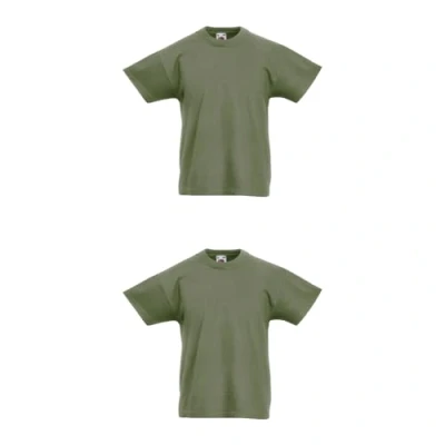 Abbildung von GIDUTEX 2er Pack Kinder Tshirts by Fruit of The Loom Original T Unisex (DE/NL/SE/PL, Numerisch, 128, Regular, 2, Classic Olive)