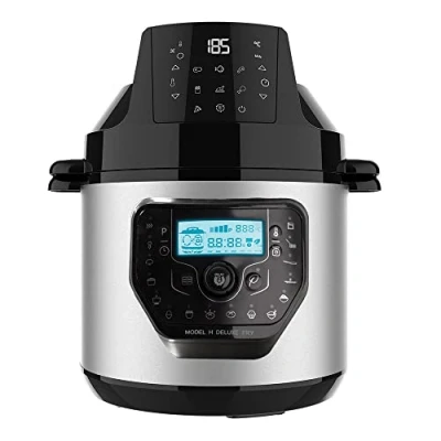 Abbildung von Cecotec Programmierbarer Topf mit Luftfritteuse und GM H Deluxe Fry Multifunktions Küchenmaschine. 6 Liter, Vorwärtsdeckel, programmierbar, 24 Stunden Temperatur einstellbar