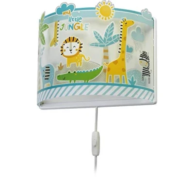Abbildung von Dalber kinder Wandlampe, Kinderlampe Wandleuchte kinderzimmer tiere Dschungel My Little Jungle Löwen Elefanten Giraffen Krokodil, 76118, E27