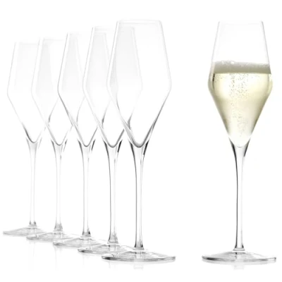 Abbildung von Stölzle Lausitz Champagner Gläser Quatrophil 6er Set 290ml Eleganter Champagnerkelch ideal für Sekt &amp; Prosecco Hochwertige Kristall Sektgläser aus deutscher Herstellung Spülmaschinen Stoßfest