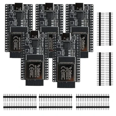 Abbildung von AZDelivery 5 x ESP32 Board Dev Kit C V4 NodeMCU WLAN WiFi Development unverlötet mit USB Anschluss kompatibel Arduino inklusive E Book! (Nachfolger Modul von C)