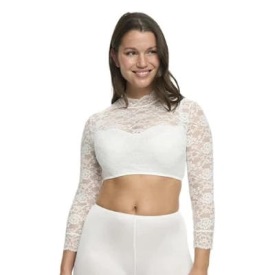 Abbildung von Susa Damen 5569 Wiesn Zauber Dirndl Bluse 3/4 Arm, Durchscheinend, weiß, 36