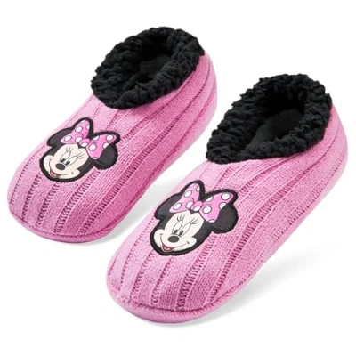 Abbildung von Disney Minni Mouse Damen Ballerina Hausschuhe, Kuschel Plüsch Hausschuhe Geschenk für Frauen (Rosa)