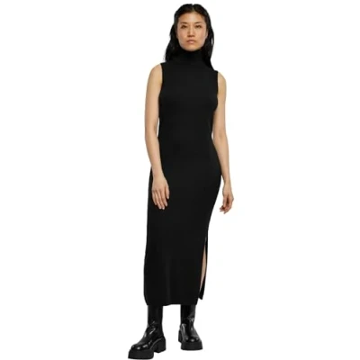 Abbildung von Urban Classics Damen Kleid Ladies Knitted Eco Viscose Turtleneck Dress Black XS