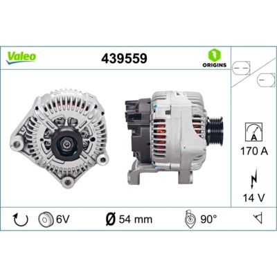 Abbildung von VALEO 439559 Lichtmaschine 14V 170A BMW: 5 Saloon, Touring