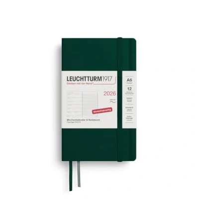 Abbildung von LEUCHTTURM1917 372516 Wochenkalender &amp; Notizbuch Pocket (A6) 2026, 12 Monate, Softcover, Forest Green, Deutsch