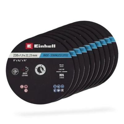 Abbildung von Original Einhell Trennscheiben Metall, 10 tlg., Ø 230 mm (Schnelles Trennen, Metallverarbeitung, Leichter Schnitt, MPA zertifiziert, Markenunabhängig)