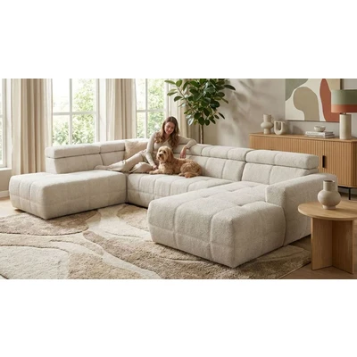 Abbildung von OTTO home Wohnlandschaft "Ballerup 359 x 228 cm, auch mit verstellbarer Sitztiefe" Kopfteile &amp; Sitztiefe verstellbar, Pet Friendly Bezug, U-Form