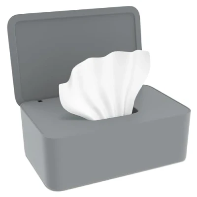 Abbildung von Feuchttücher Box, Box Feuchtes Toilettenpapier für Baby und Erwachsene, mit Deckel, Grau, Feuchtpapierbox Draussen, Zuhause Büro