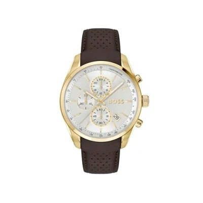 Abbildung von BOSS Grand PRIX Chronograph brown/goldcoloured, Herren, Größe: One Size, Brown/gold coloured