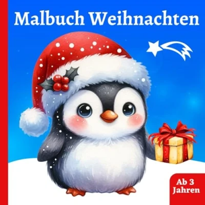 Abbildung von Malbuch Weihnachten ab 3 Jahren: Ausmalbuch für Kleinkinder Weihnachtsmalbuch Kinder mit 50 Süße Motiven zum Kritzeln und Ausmalen