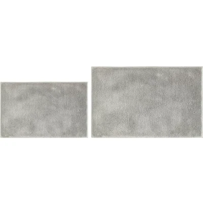 Abbildung von andiamo Badematte rutschfest Florida Badezimmerteppich weich und flauschig Badteppich waschbar Duschvorleger Badvorleger für Badezimmer 2er Set 40 x 60 cm + 50 80 grau