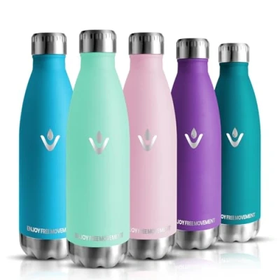 Abbildung von Trinkflasche Edelstahl, Kinder, 500ML BPA frei, Thermosflasche, Wasserflasche Edelstahl Doppelwandig, Kohlensäure Geeignet, Sport für Fitness, Fahrrad, Schule