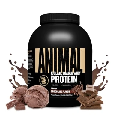 Abbildung von Universal Nutrition ANIMAL Whey Protein Pulver Schokolade Proteinpulver für Shake &amp; Muskelaufbau, Isolate Eiweißpulver, 2.3 kg