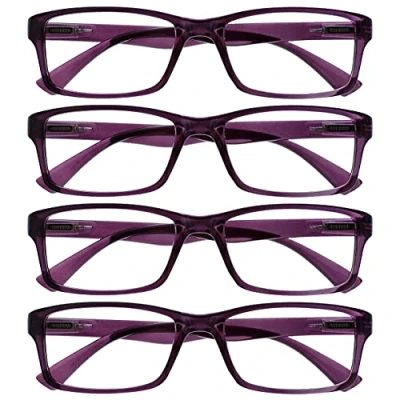 Abbildung von Die Lesebrille Unternehmen Lila Leser Wert 4er Pack Designer Stil Herren Frauen RRRR92 5 +3,00