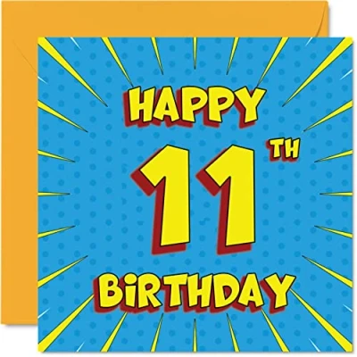 Abbildung von Lustige Geburtstagskarte zum 11. Geburtstag für Jungen Mädchen Comicbuch Karte Schwester Enkelin Sohn Tochter Bruder Cousine Neffe Nichte 145 mm x Grußkarten