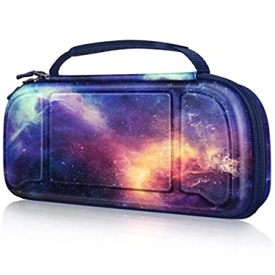 Abbildung von Fintie Tasche für Nintendo Switch / OLED Modell Hori Split Pad Pro mit Handheld Controller, [Stoßfeste] Hartschalen Tragetasche 30 Spielkartenhaltern &amp; Innere Netztasche, Die Galaxie