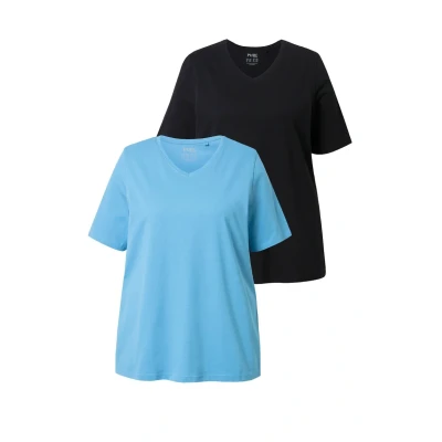 Abbildung von Ulla Popken LOT DE 2 Tshirt basic, Damen, Größe: 42/44, Sky blue