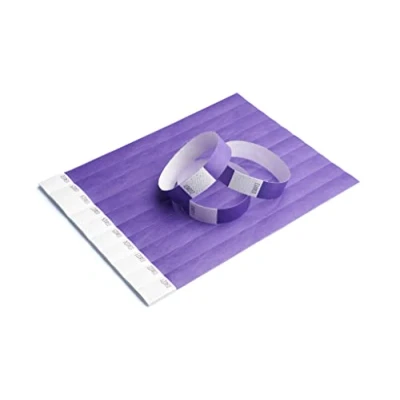 Abbildung von iboo 500 Tyvek Papierarmbänder für Kontrolle und Sicherheit Veranstaltungen, Abende, Festivals Reisen Eintrittsarmbänder (violett)