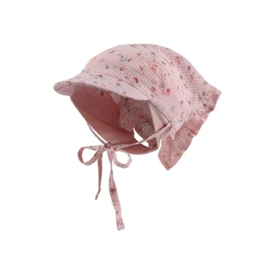 Abbildung von Sterntaler Baby Kopftuch Vichy Karo für Mädchen mit Bindeband, Schirm und Volants schützendes Baumwollgewebe mt Print warme Sonnentage Neugeborene perlrosa, 43