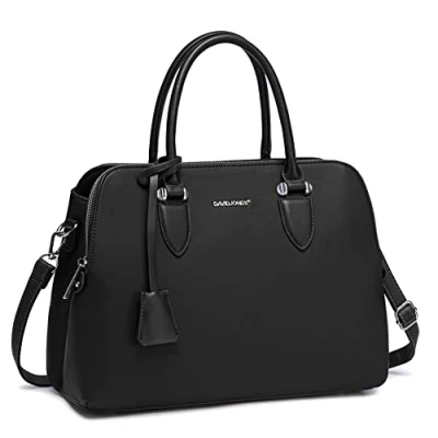 Abbildung von David Jones Damen Handtasche Henkeltasche Frau PU Leder Schultertasche Elegante Tote Shopper Umhängetasche Viele Fächer Zip Multi Taschen Alltags Mode Arbeit Stadt City Schwarz