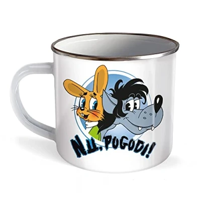 Abbildung von Trötsch Tasse Hase &amp; Wolf Nu pogodi pagadi Emaillebecher: Emaillebecher