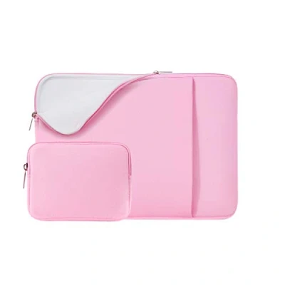 Abbildung von RAINYEAR 14 Zoll Laptop Hülle Laptophülle Laptoptasche Gepolsterte Schutzhülle mit Fronttasche &amp; Zubehör Tasche Kompatibel für Notebook Tablet Computer Chromebook(Rosa,Aktualisierte Version)