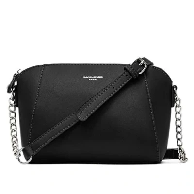 Abbildung von David Jones Kleine Umhängetasche für Damen, Trapez Handtasche mit Kette, Schultertasche, PU Leder, Crossbody Tasche, Abendtasche, Mode, Arbeit, Shopping, elegant, modisch, schick, Schwarz, Größe,