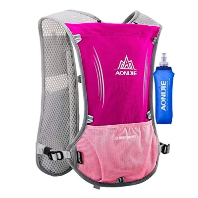 Abbildung von AONIJIE 5L Multifunktionale Ultrleicht Fahrradrucksack / Trinkrucksack Getränketasche mit 500ML Trinkflasche für Wandern, Training, Laufen, Klettern (Rose)
