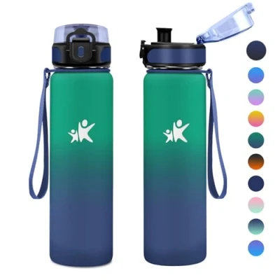 Abbildung von KollyKolla Trinkflasche Edelstahl 1L, Thermosflasche, BPA Frei Isolierflasche, Auslaufsicher Thermoskanne, Wasserflasche für Kinder, Schule, Sport, Sprudel, Fitness, Outdoor, Camping