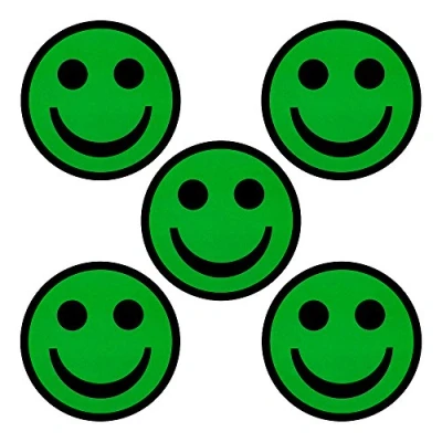 Abbildung von 5 Smiley Magnete Durchmesser cm für Magnettafeln, Kühlschränke, Plantafeln und Whiteboards. Emoji Magnet (Grün, cm)