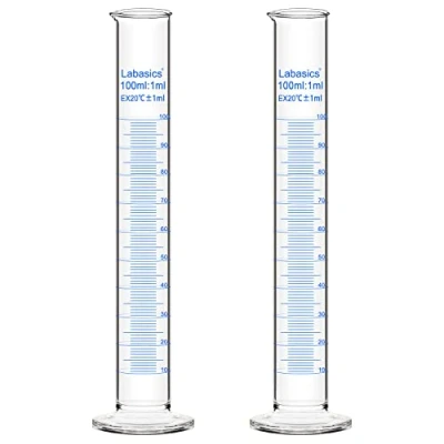 Abbildung von Labasics Messzylinder, 2er Pack 100 ml Borosilikatglas Messzylinder Laborzylinder Lab Graduated Cylinder