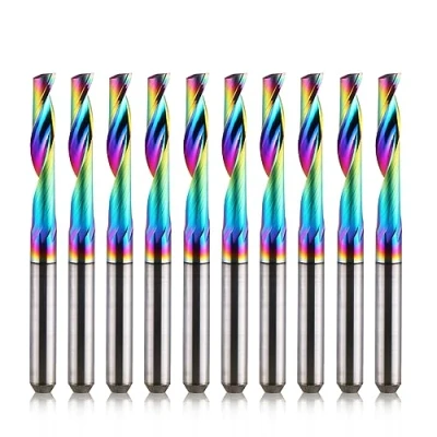 Abbildung von EU_HOZLY CNC Fräser mit einer Nut, 3.175mm Schaft, Schnittdurchmesser, 17 mm Schnittlänge, Vollhartmetall Schaftfräser, DLC Beschichtungsfräser für Aluminium, 10er Pack