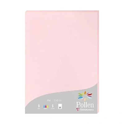 Abbildung von Clairefontaine 24281C Packung mit 25 Karten Pollen 210g, DIN A4, 21 x 29,7cm, Rosa