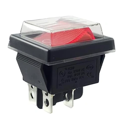 Abbildung von Kippschalter rot Ein Aus mit wasserdichter Abdeckung, Geräteschalter DPDT, 4 polig 250V 16A Wippschalter beleuchtet