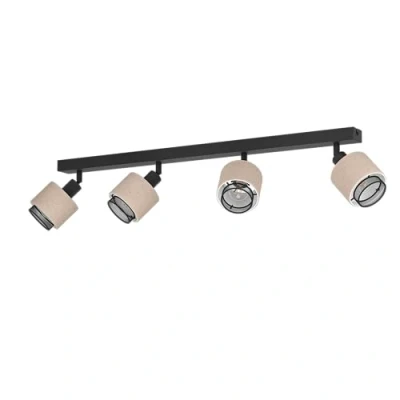 Abbildung von Deckenstrahler Rosley, Länge 75 cm, schwarz/natur, 4 flg.,