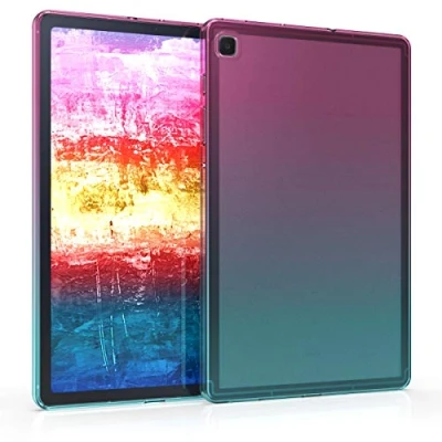 Abbildung von kwmobile Schutzhülle kompatibel mit Samsung Galaxy Tab S6 Lite (2024/2022/2020) Hülle Silikon Tablet Cover Case Zwei Farben Pink Blau Transparent