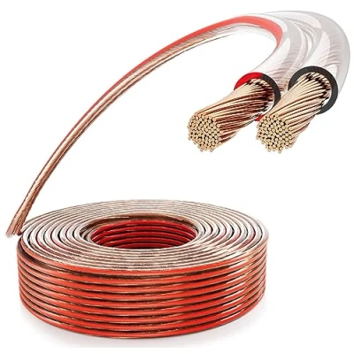 Abbildung von POPPSTAR Lautsprecherkabel 30m 2x2,5 mm² (Vollkupfer Innenleiter OFC 99,99%, Mantel PVC transparent) Boxenkabel für Stereoanlage und Lautsprecher