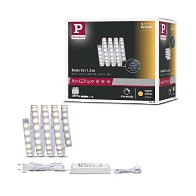 Abbildung von Paulmann 70668 LED Stripe MaxLED 500 Basisset 1,5 m Warmweiß 2700K Lichtband beschichtet Lichtstreifen 10W 825 lm 106 230/24 V 20 VA