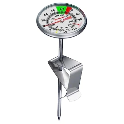 Abbildung von Westmark Milch Thermometer praktisches Küchenthermometer zum optimalen Aufschäumen von Milch, leckerer Milchschaum für Kaffee, Barista mit Clip Edelstahl
