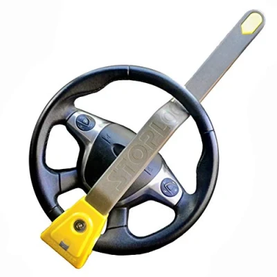 Abbildung von Stoplock HG 134 66 Lenkrad Wegfahrsperre Airbag 4x4, für Pkw, sichere Diebstahlsicherung mit Schlüssel, gelb/grau, 1 Stück