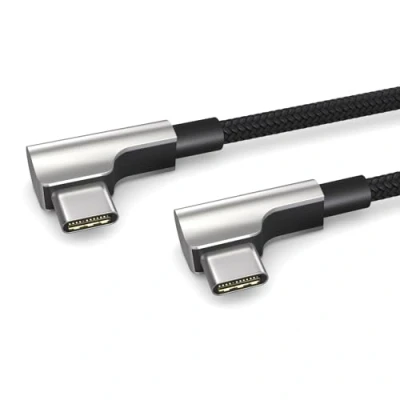 Abbildung von PAXO 1m Ladekabel, 3A, USB C auf Kabel, 2.0, elegante Winkelstecker, besonders flexibler Stoffmantel in schwarz