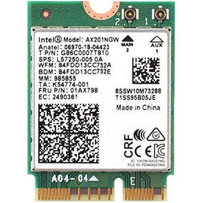 Abbildung von MQUPIN Wireless Netzwerkkarte Dual Band AX201NGW 2,4 Gbps 802.11ax Intel AX201 WiFi Card Bluetooth 5.0 für Windows 10, 64 Bit, Google Chrome OS, Linux (5.2 Kernel System Oben)