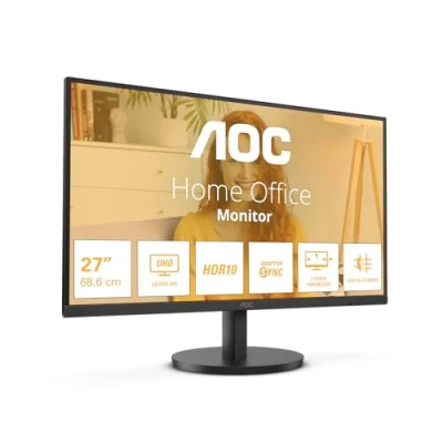 Abbildung von AOC U27B3M 27 Zoll UHD Monitor, Lautsprecher, HDR10 (3840x2160, 4K, 60 Hz, 2X HDMI, DisplayPort) schwarz