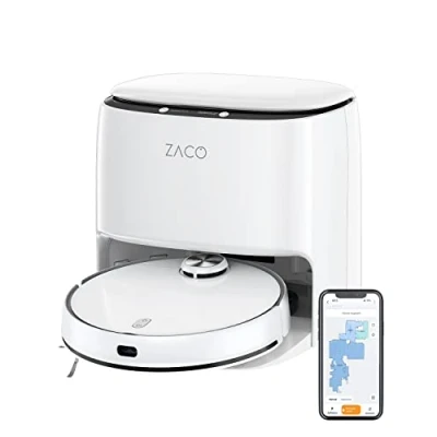 Abbildung von ZACO M1S Saug Wischroboter mit Waschstation, Selbstreinigung, Lasernavigation &amp; Hinderniserkennung, 4L Frischwassertank, App, Mapping, bis 180Min, Wisch Saugroboter für Parkett Tierhaare