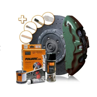 Abbildung von Foliatec Bremssattel Lack Set, Hitzebeständig, Komplettsatz für 4 Bremssättel, Green Hell Metallic, 7 teiliges Set