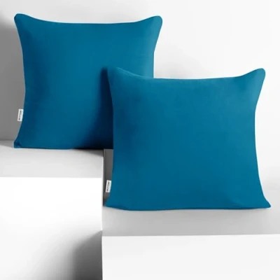 Abbildung von DecoKing 2 Kissenbezüge 50x50 cm Jersey Baumwolle Reißverschluss blau Amber